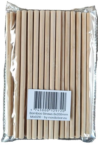 Bambus Sugerør 8x200m 5mm Indre Diameter 50 Stk billede