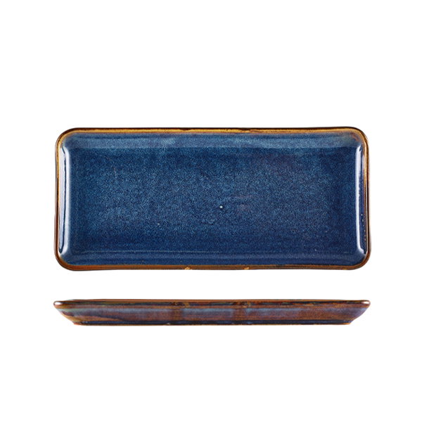 Terra Aqua Blå Smal Rektangulær Fad 31 x 14 Cm Genware