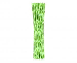 Drikkepapirsugerør Limegrøn Chevron 6x197 Mm / 12 Stk