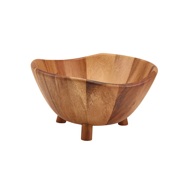 Genware Acacia Wood Trefods Sk&aring;l 30 Cm