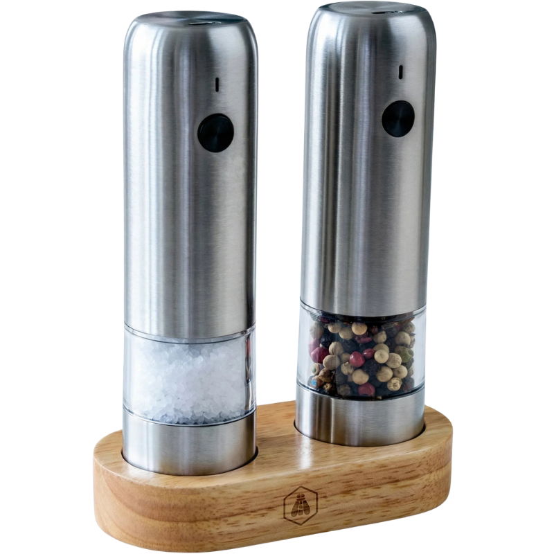 Laguiole Elektrisk Salt- Og Peberkværnsæt Med Træstativ