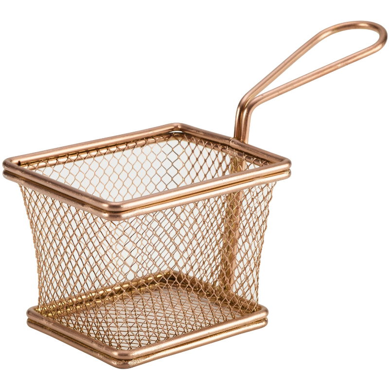 Mini Friturekurv Til Servering Af Pomfritter Kobber 10 x 8 x 7.5cm Rustfrit Stål