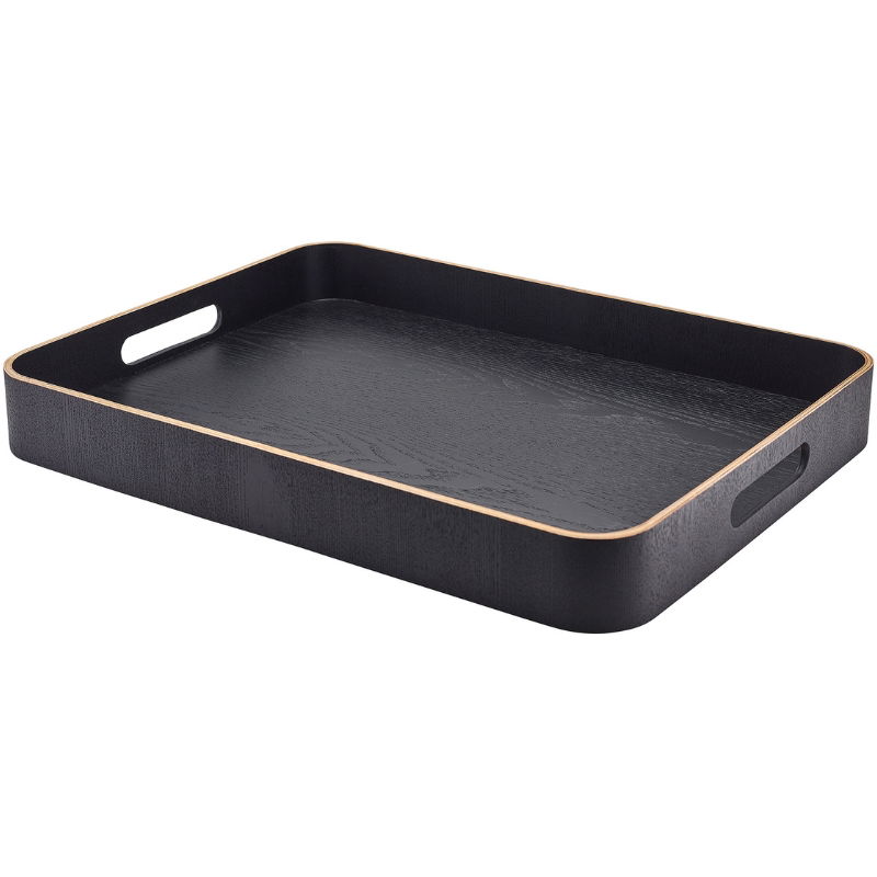 Tjenerbakke Sort Finér Træ 50 x 38cm