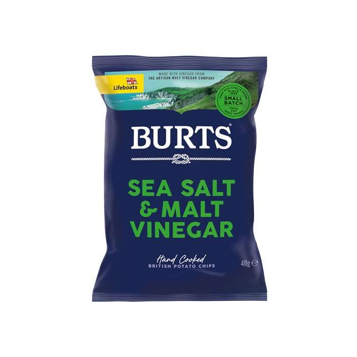 Burts Chips Sea Salt & Malted Vinegar 40 g Den perfekte chips til øl