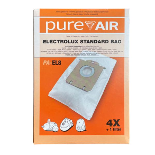 PUREAIR EL8 støvsugerpose til Electrolux Z5000/S-Bag, 4 stk. + 1 filter